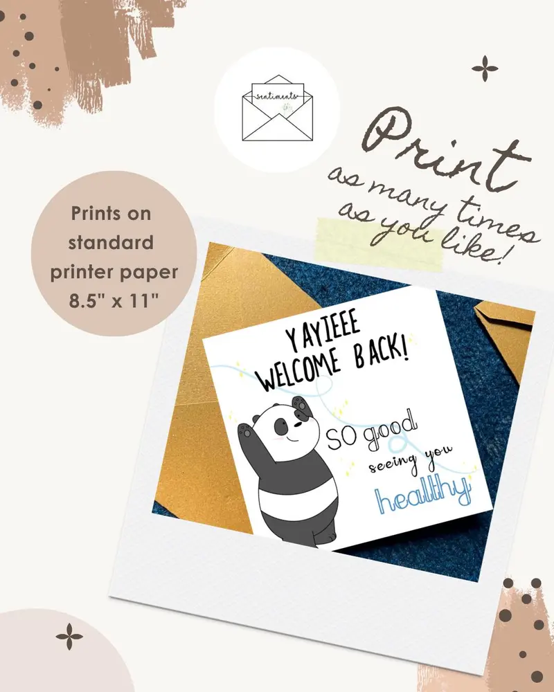 Welcome Back Card Cute Panda Yay Welcome Back So Good Seeing — view 2
