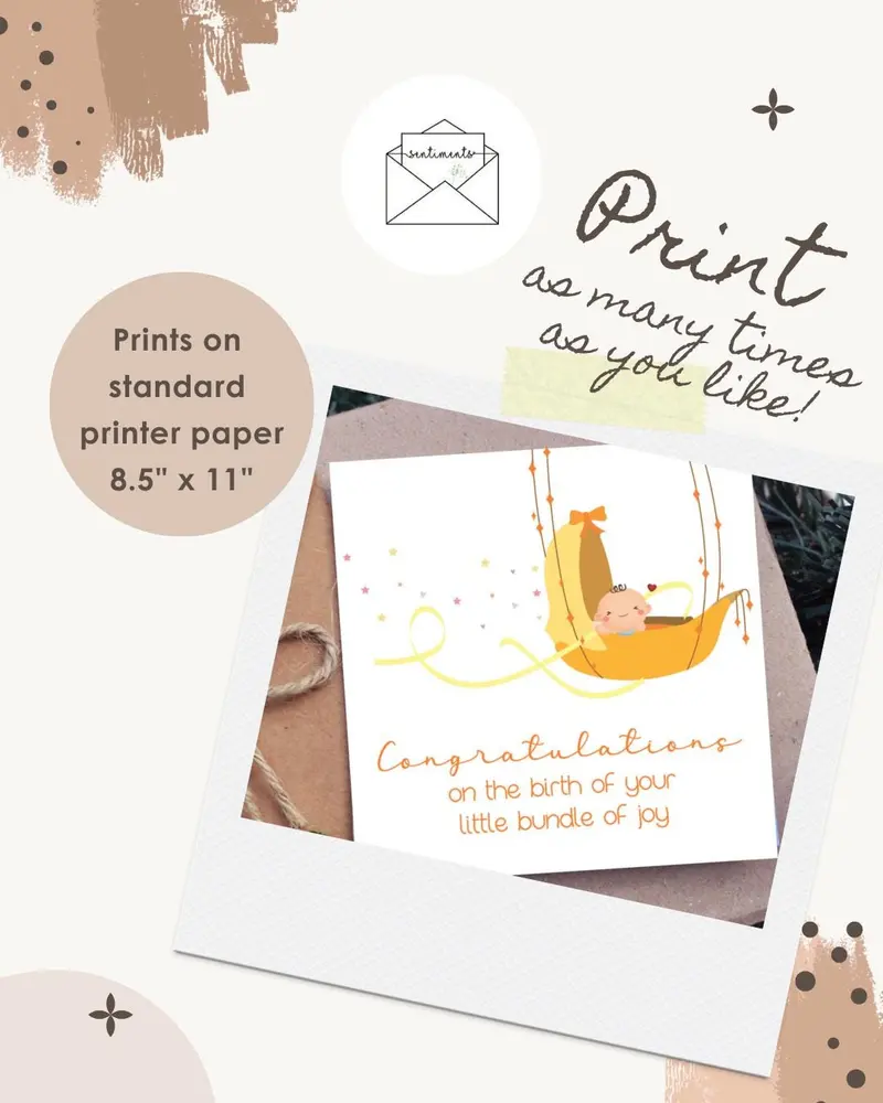 New Baby Card Gender Neutral Baby Congratulations Card Newbo — view 2