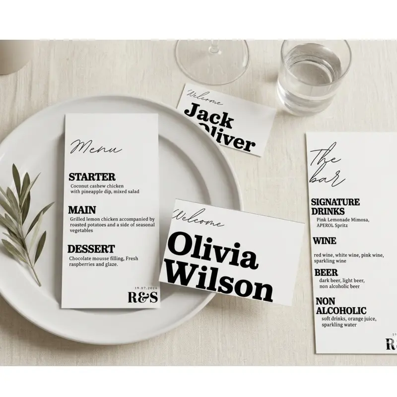 Editorial Wedding Place Cards Template — view 2