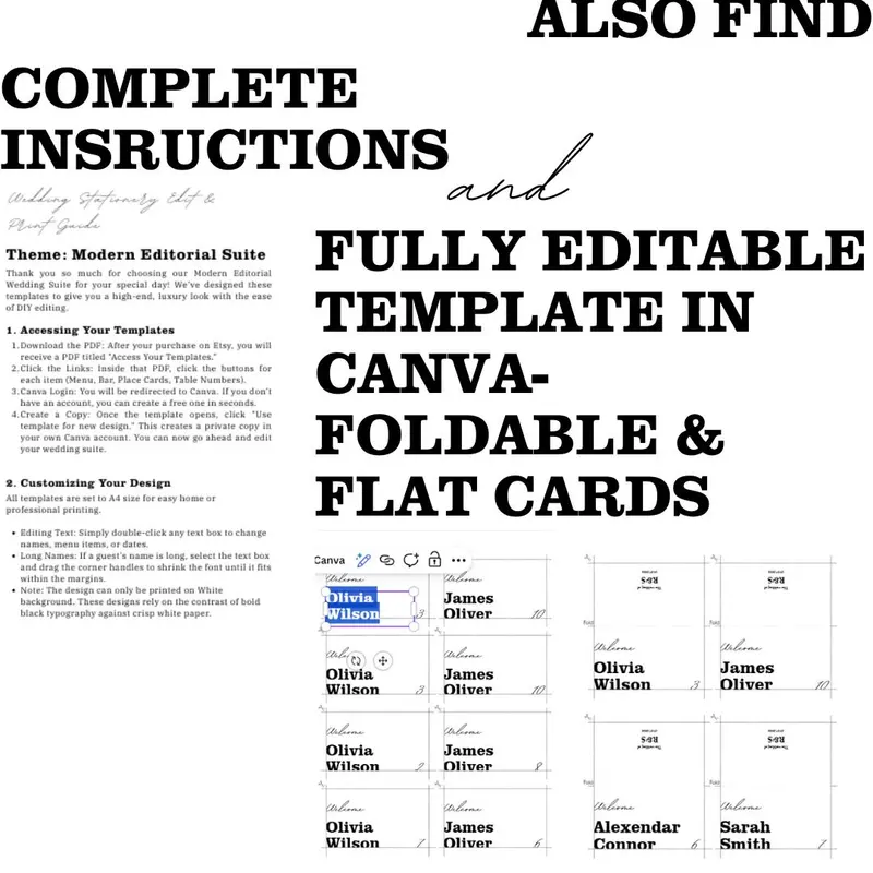 Editorial Wedding Place Cards Template — view 5