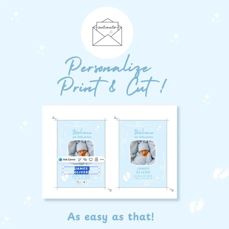 Baby Boy Birth Announcement Card Template — view 4