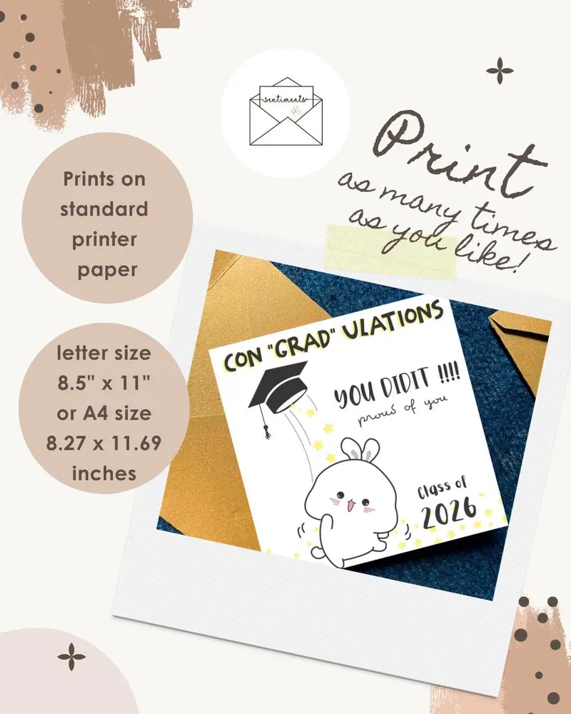 Cute Bunny Graduation Card 2026 — view 2