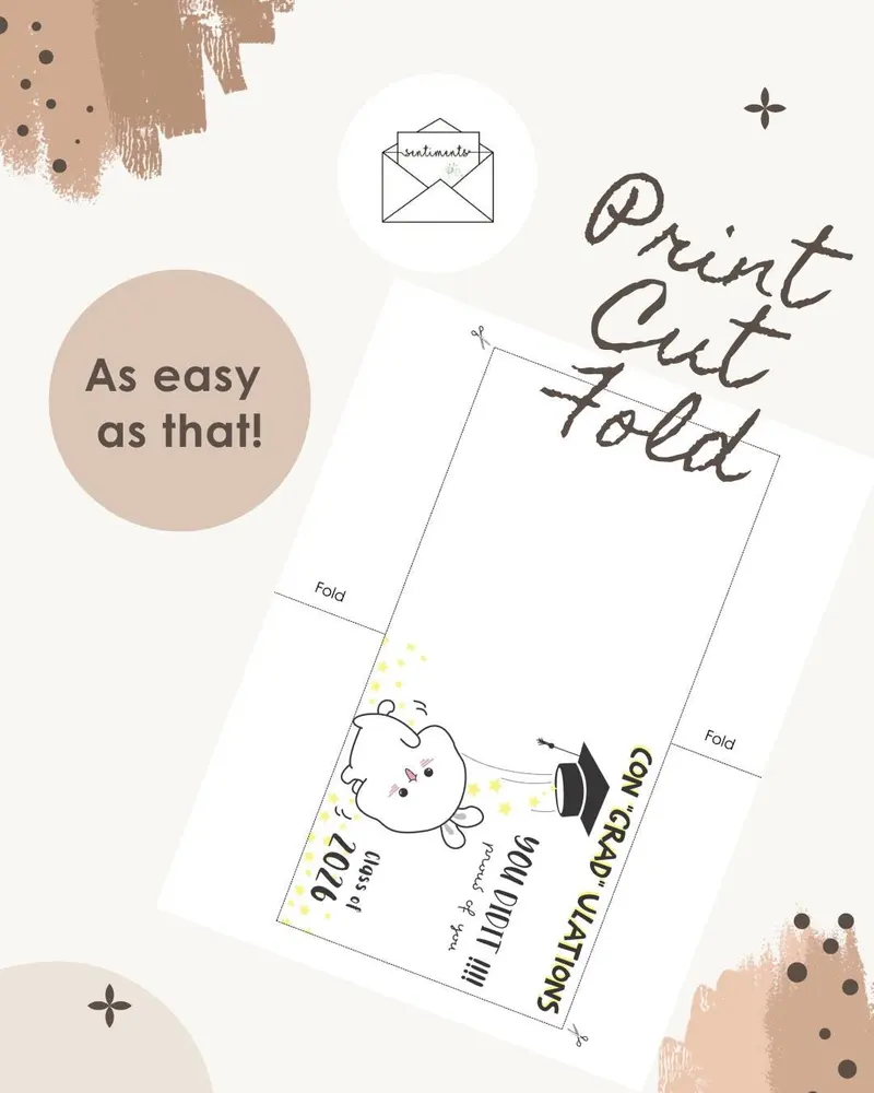 Cute Bunny Graduation Card 2026 — view 3