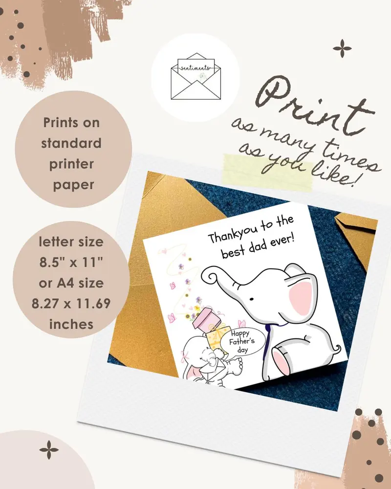 Cute Elephant Fathers Day Card — view 2