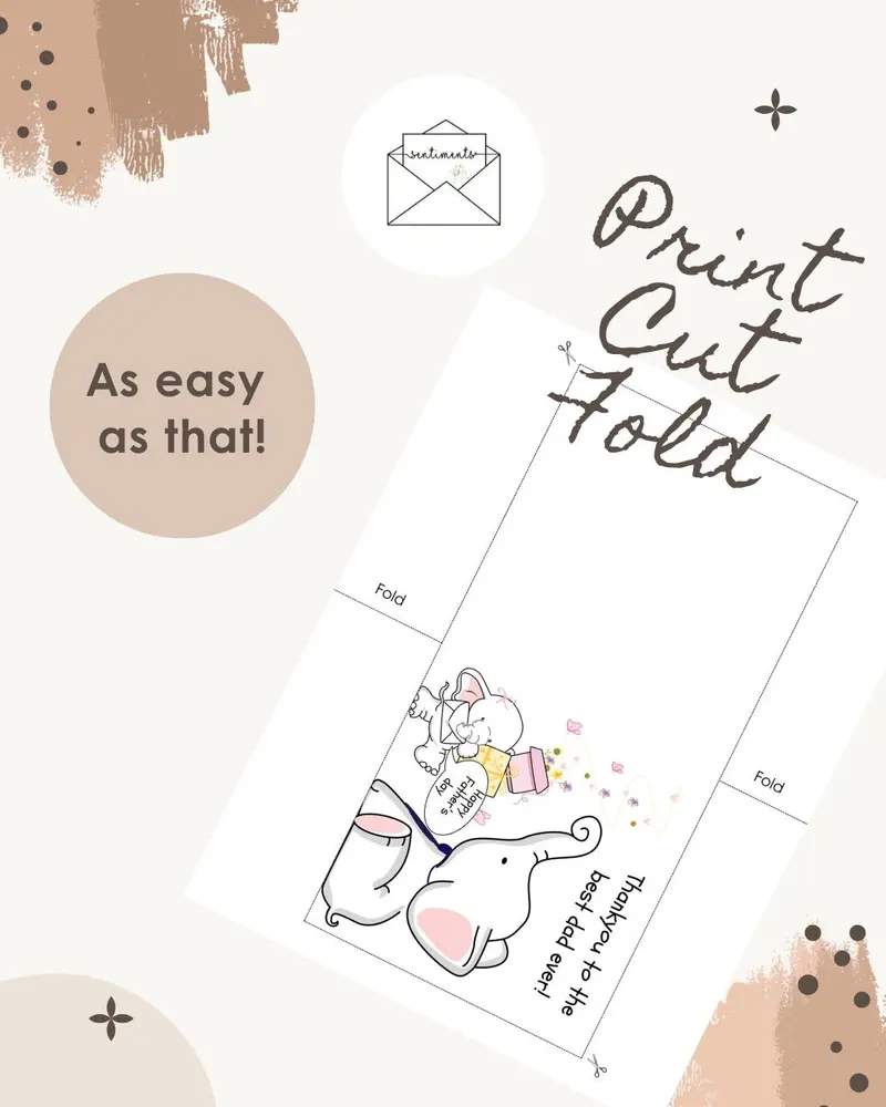 Cute Elephant Fathers Day Card — view 3