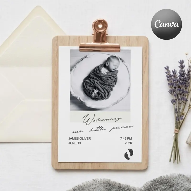 Minimalist Birth Announcement Template