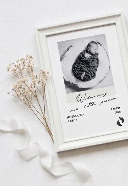 Minimalist Birth Announcement Template — view 3