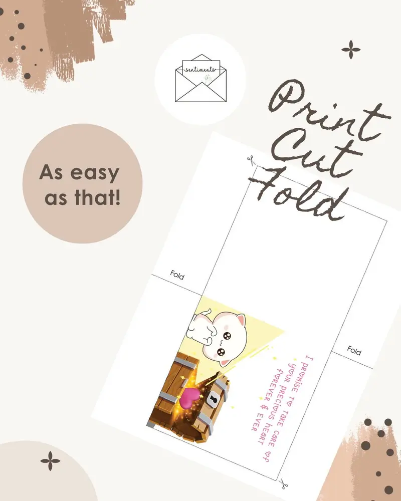 Romantic Anniversary Card Cute Cat Valentine Card Love Promi — view 3