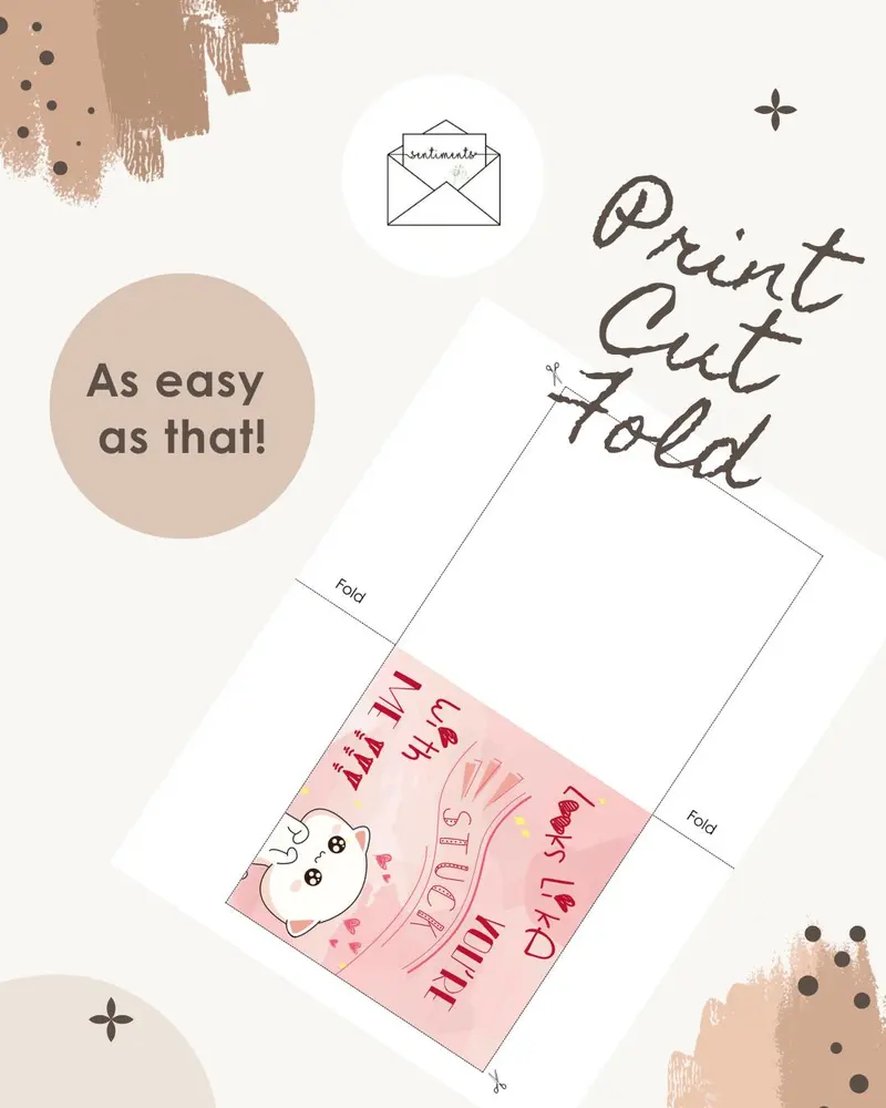 Funny Valentine Card Stuck With Me Anniversary Card Cute Cat — view 3