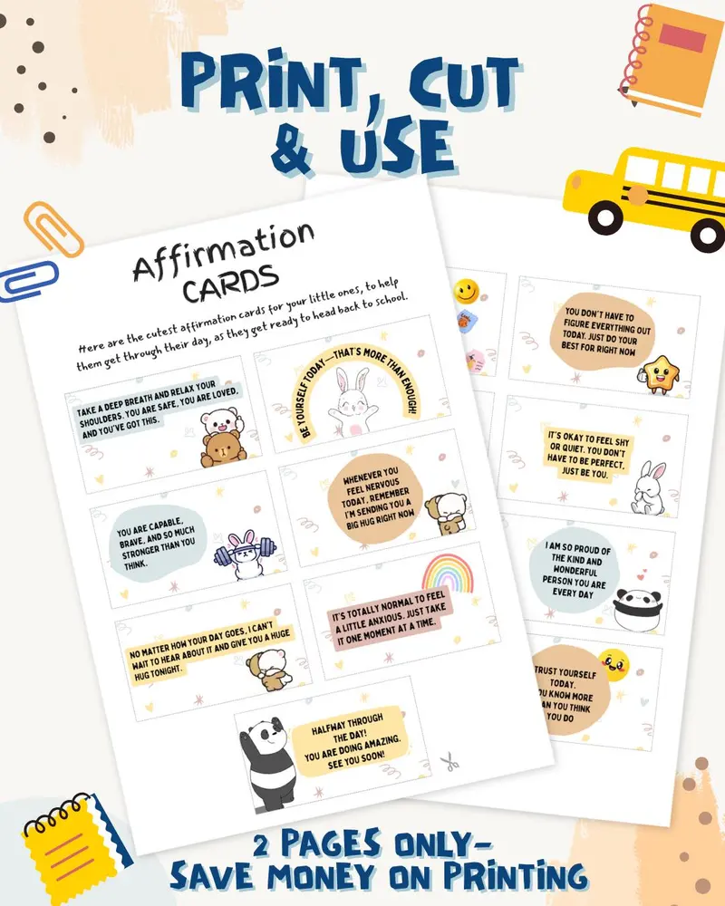 Back to School Affirmation Cards for Kids — view 3