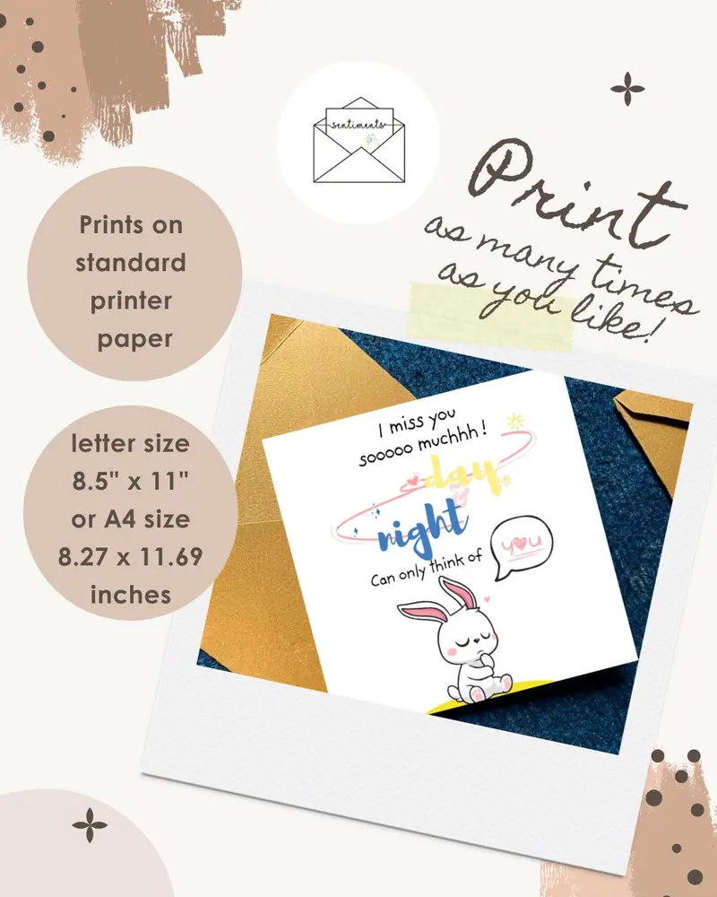 Cute Bunny I Miss You Card — view 2