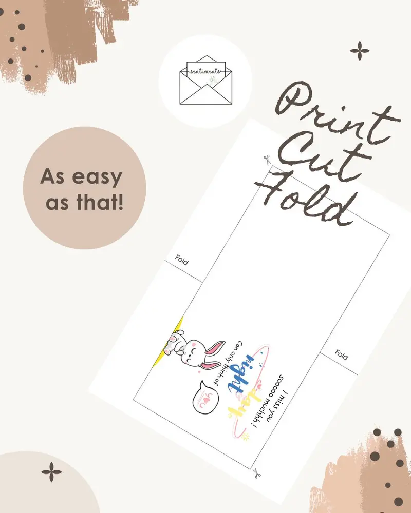 Cute Bunny I Miss You Card — view 3