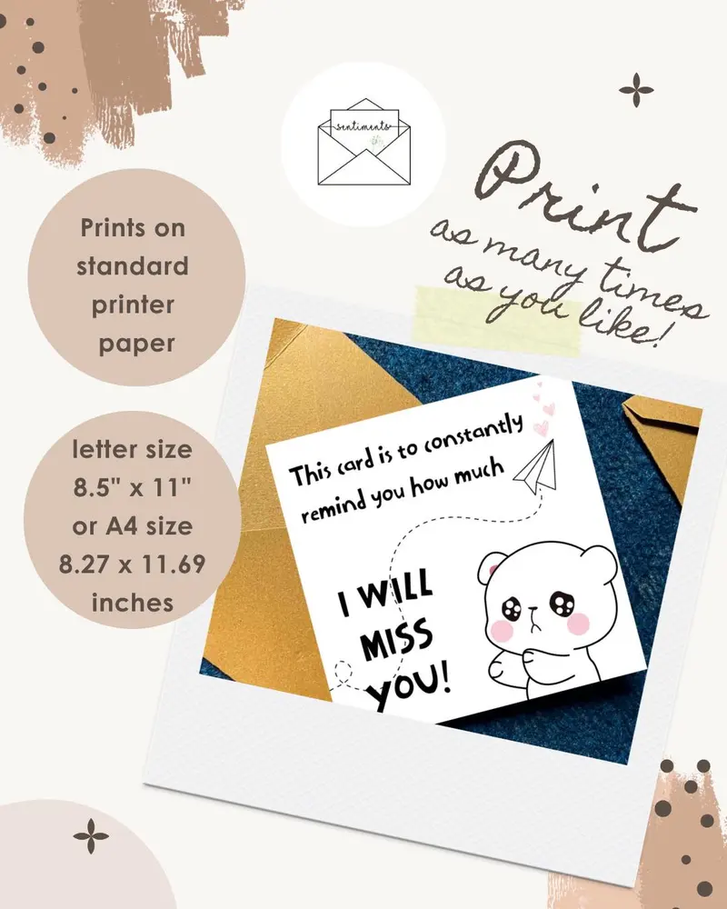 I Will Miss You Card — view 2