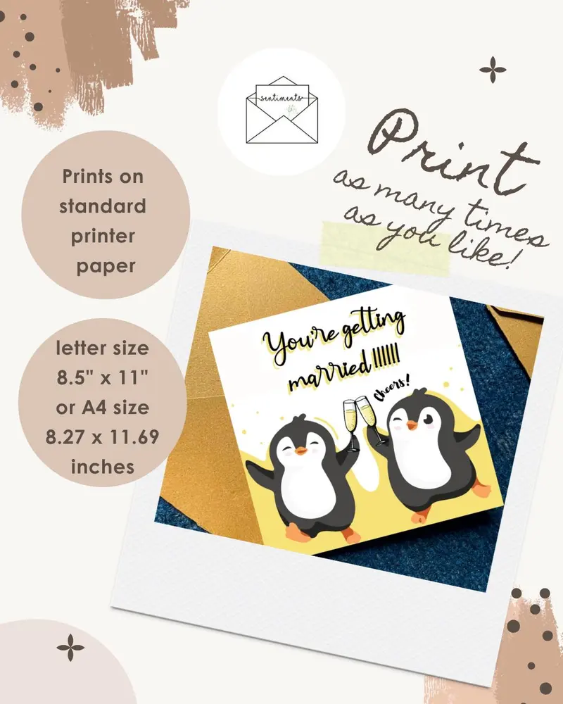 Penguin Wedding Toast Card — view 2