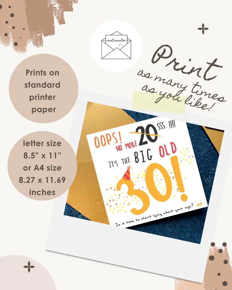 Oops! No More 20s 30th Birthday Card — view 2