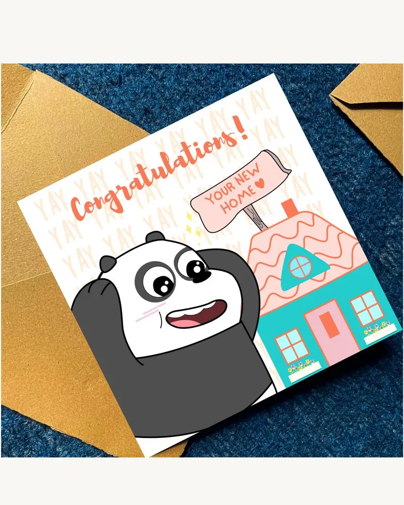 Cute Panda New Home Card