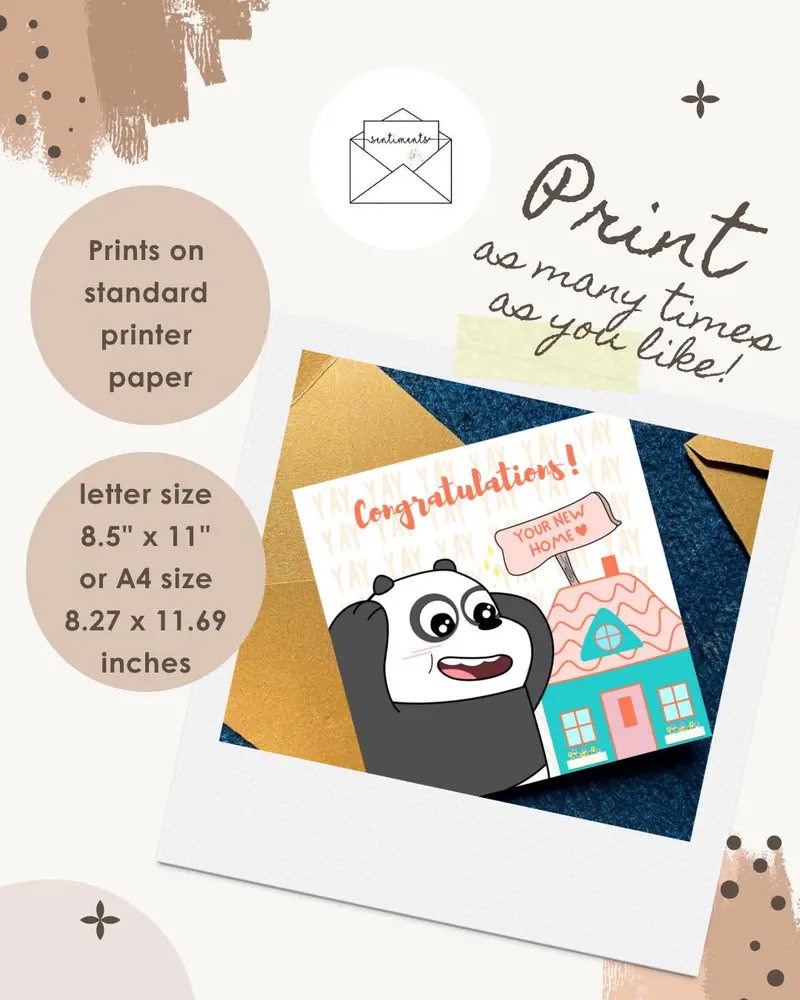 Cute Panda New Home Card — view 2