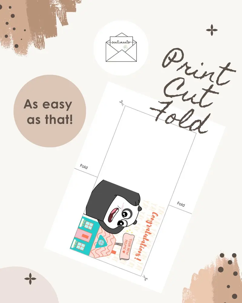 Cute Panda New Home Card — view 3